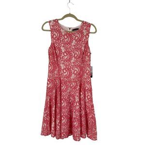 NWT‎ Tommy Hilfiger Women's Pink Lace Fit and Flare Cocktail Party Dress Sz 10